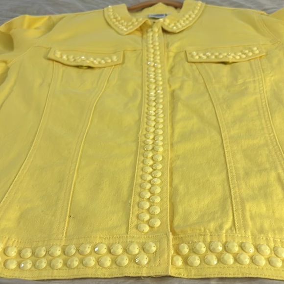 #59 Vintage Dg2 Diane Gilman Yellow Jean Jacket - Picture 4 of 5
